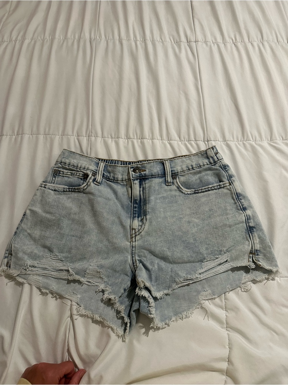 aerie Light Blue Distressed Denim Cutoff Shorts